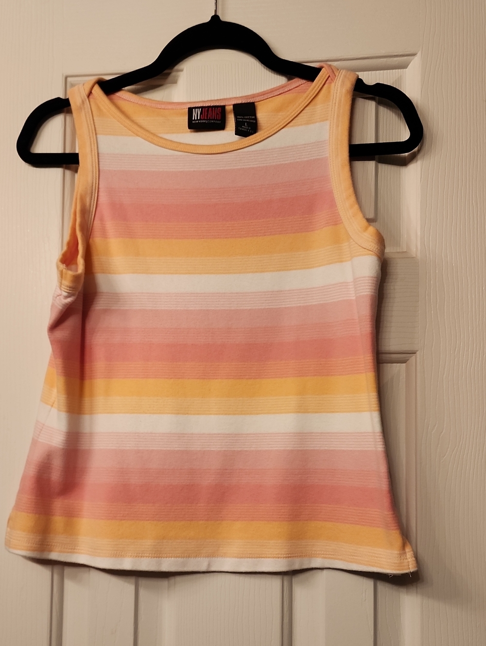 NY Jeans Pink, Yellow & White Striped Tank Top